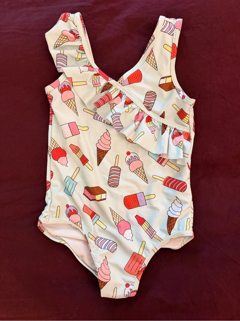 Harper Canyon Cream One-Piece Swimsuit with Pink & Red Ice Cream Print